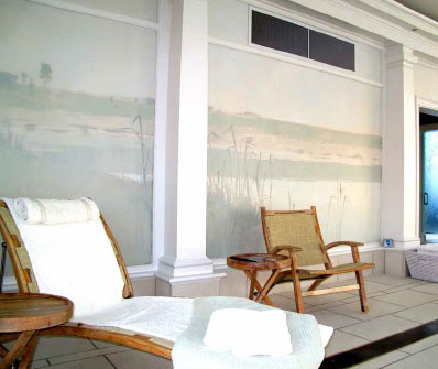 the indoor pool at the mayFlower Spa. mural by matt wood