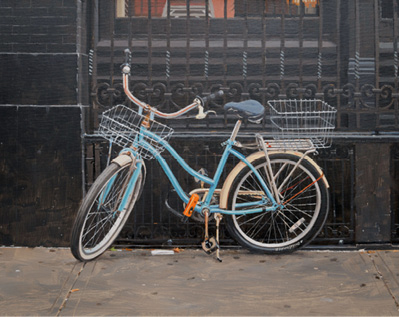 BLUE BICYCLE, 16X20, OIL. PHOTO BY MIKE YAMIN.