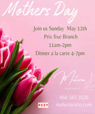 Materia Mothers Day Prix Fixe Brunch and Dinner a la carte